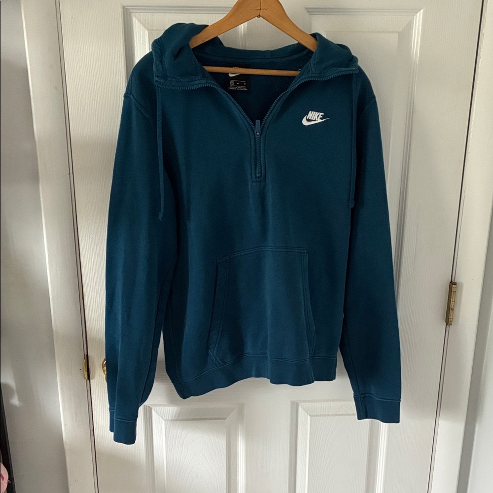 Men’s 1/4 Zip Cotton Blend Hoodie in blue